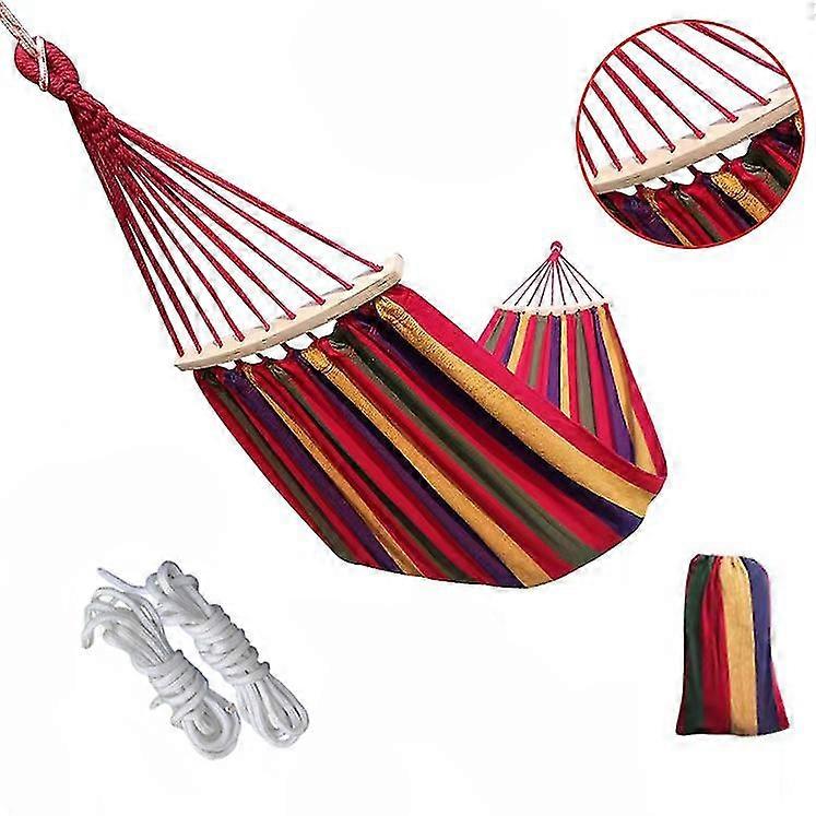 Brazilian Double Hammock (max 450lb)- 2 Person Soft Canvas Cotton Fabric Hammock With Tree Straps-portable Hammock With Traval Bag For Patio Porch Gar