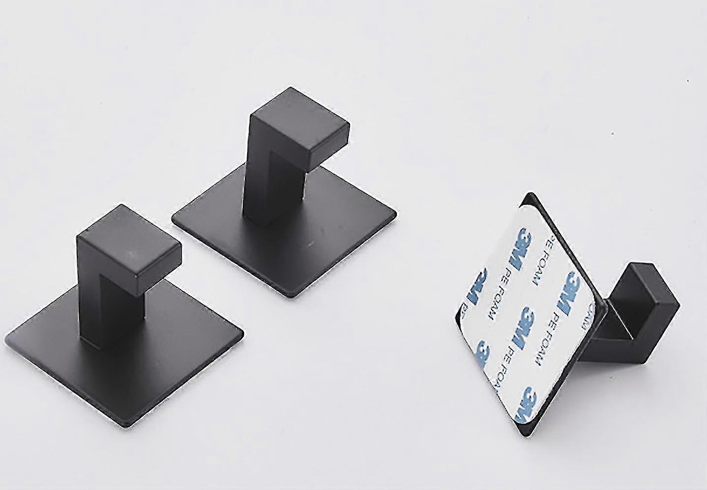 3 Self-Adhesive Hooks Black Adhesive Hooks for Bathroom Kitchen Bedroom Garage Hotel Closet- Black 5*5cm