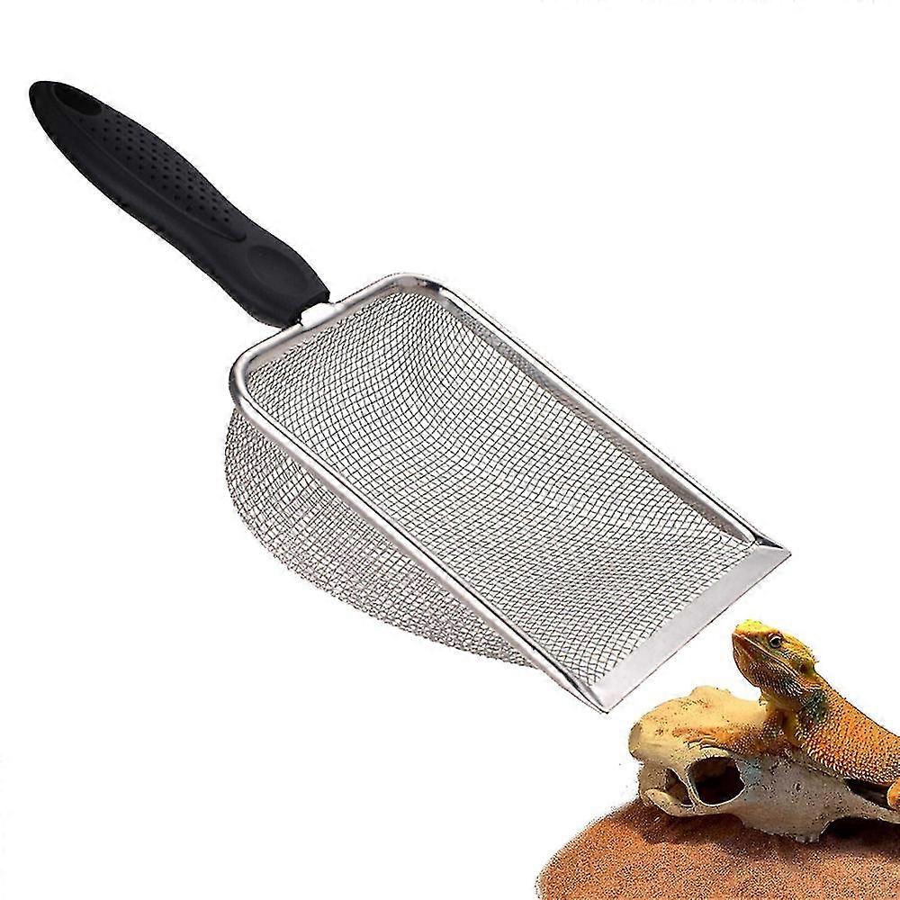 Stainless Steel Reptile Shovel With Fine Mesh Screen - Efficient Garbage Cleaner For Sand Bed