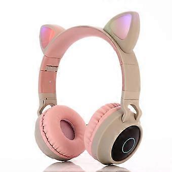 Wireless Bluetooth Kids Headphones, Cat Ear Bluetooth Wireless/wired Headphones ,led Light Up Kids Wireless Headphones Over Ear With Microphone