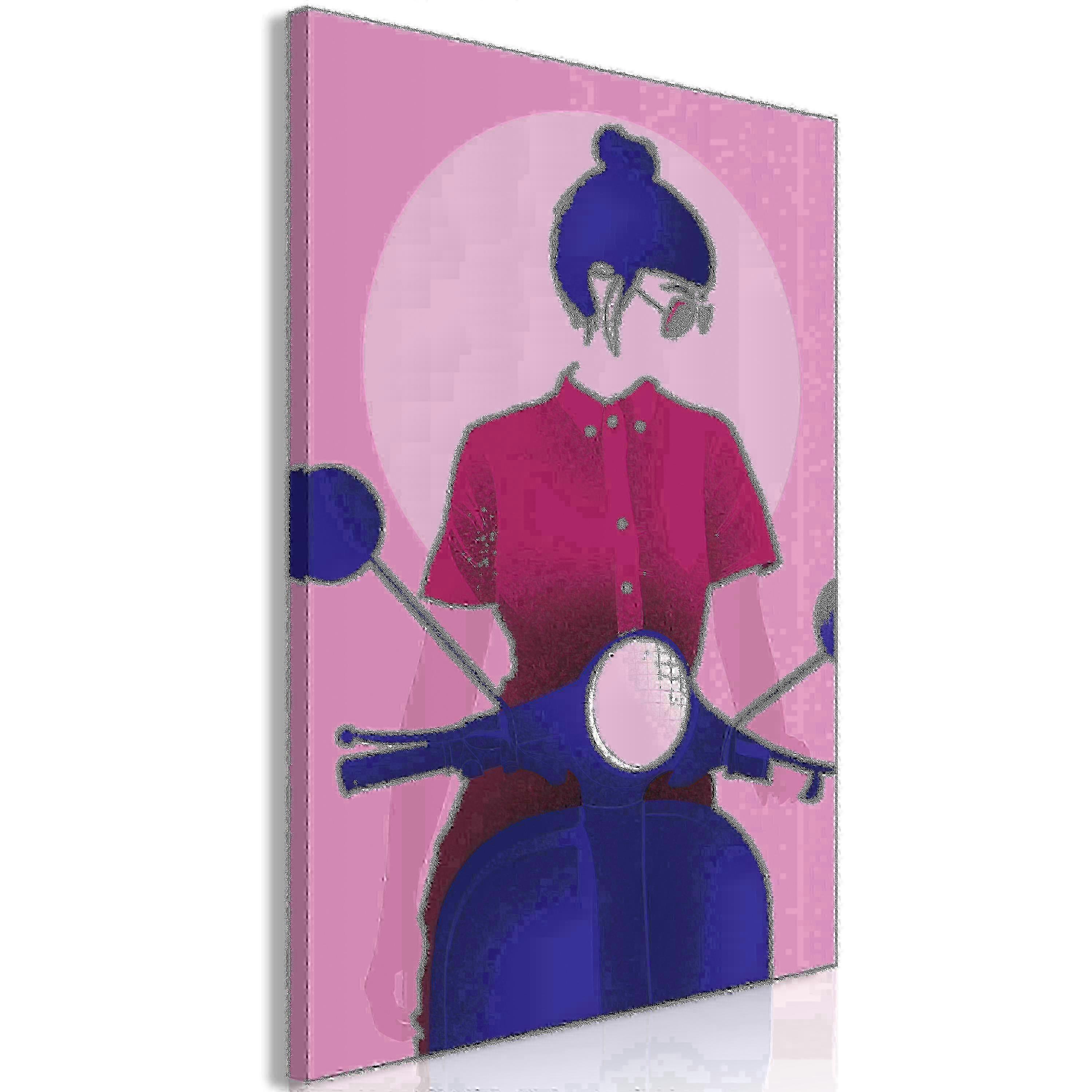 Leinwandbild - Mädchen auf Roller (1 Teil) Hochformat