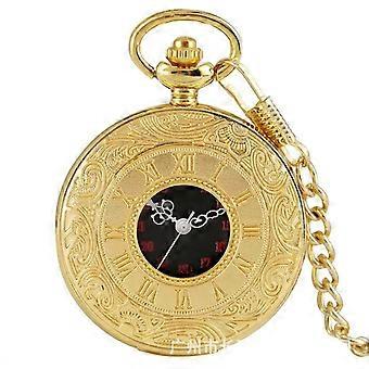 1pcs Vintage Roman numerals pocket watch - gold