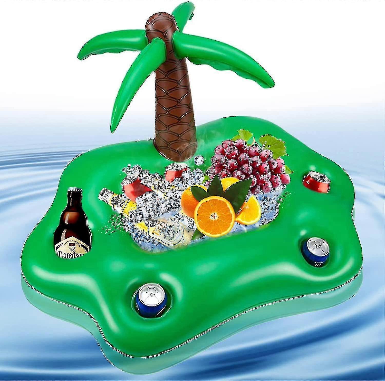 Auspicious-inflatable Pool Drink Holders, Floating Pool Bar, Inflatable Palm Tree Drink Holder A