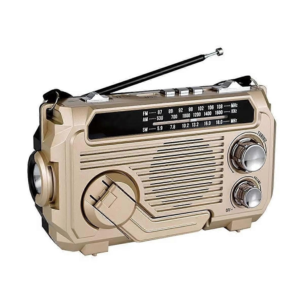 FM AM SW Radio Solar Charging Emergency Radios Receiver Hand Crank Bluetooth 5.2 Support TF USB Gol