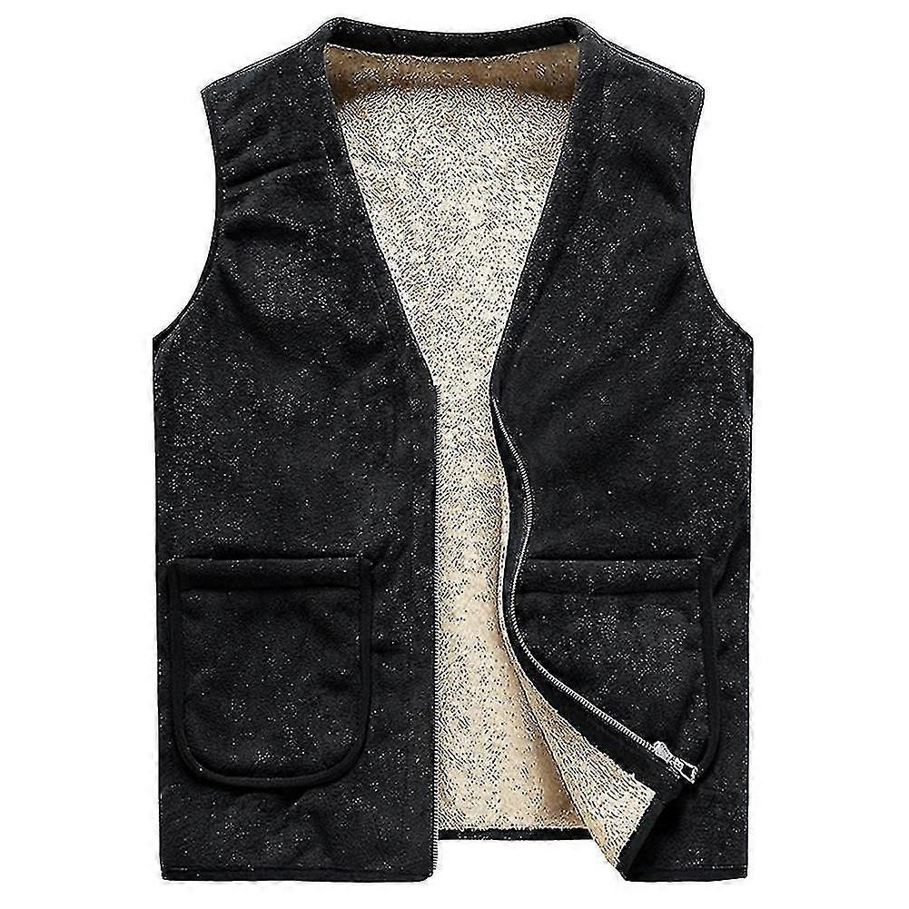 Men's Lamb Wool Solid Color Waistcoat Vest-