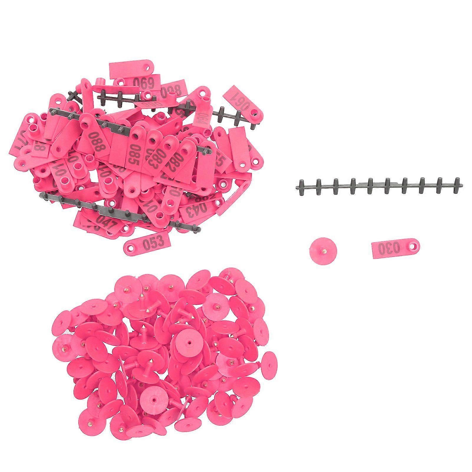 Rosenrosa numrerade öronmärken för får, getter, lantbruksdjur, boskapsfoder