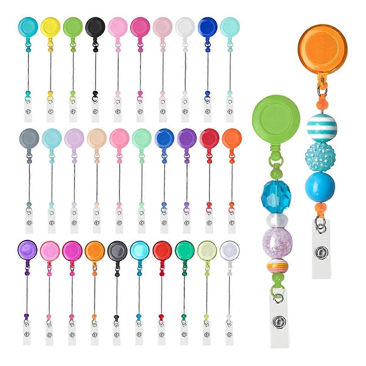 30Pcs Beadable DIY κάτοχος σημάτων που βαρέων καθηκόντων ανασυρόμενο μπρελόκ κλιπ σημάτων καρουλιών κλιπ ονομάτων ταυτότητας κλιπ για το Office Worke