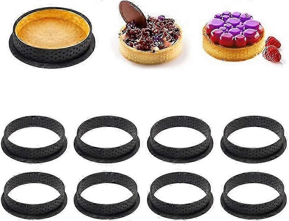 8 Pcs Perforated Cake Mold Cutter Round Shape Mousse Circle Ring, Circle Tartlet
