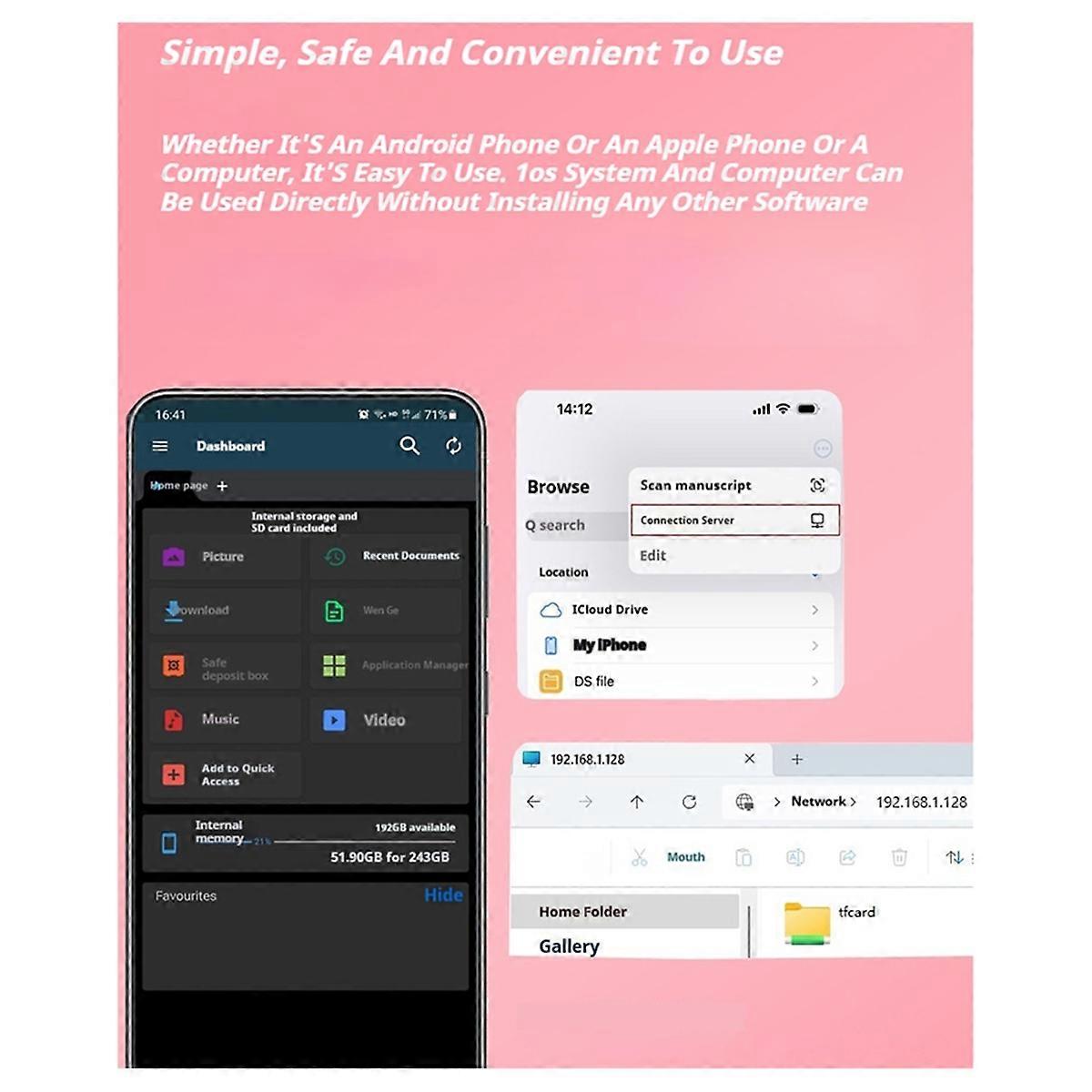 Portable NAS Printer Server Phone Backup Tool Wireless TF Memory Card Reader TF Card LAN Sharer EU