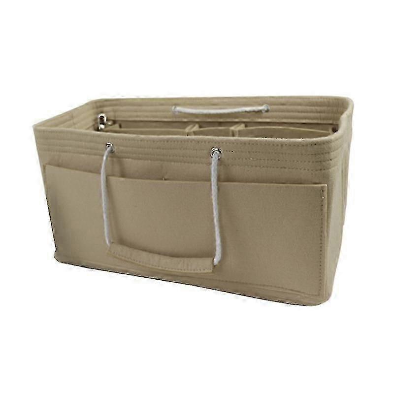 Felt Insert Bag Multi Pocket Makeup Cosmetic Storage Handbag Purse Tote Baby Diaper Organizer With Inner Pocket Handle Travel Pouch