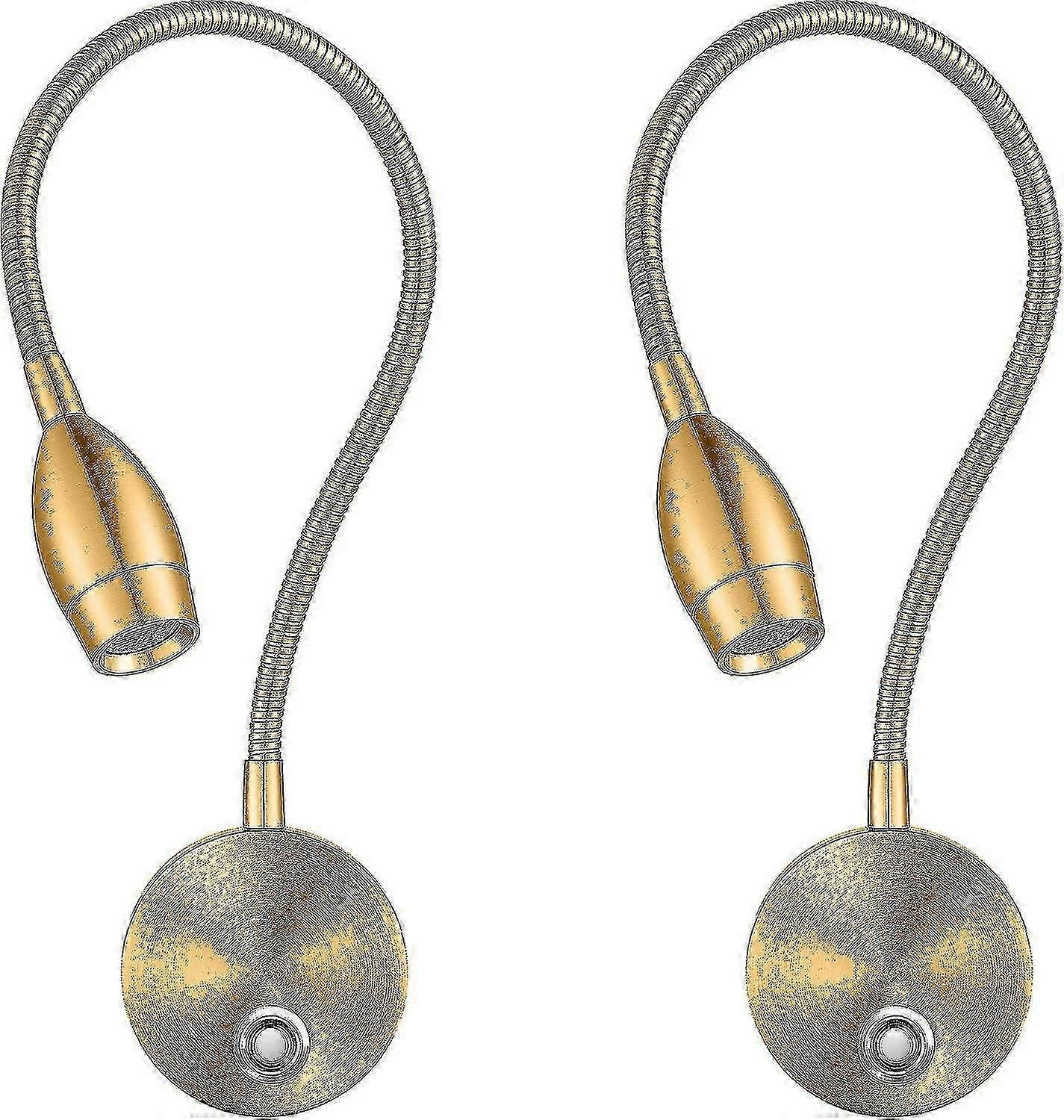 Dimmable Led Reading Lamps,wall Mount Reading Lights For Bed Headboard,flexible Gooseneck With Touch Dimmer Plug In Wired ,3color Modes,2 Pack