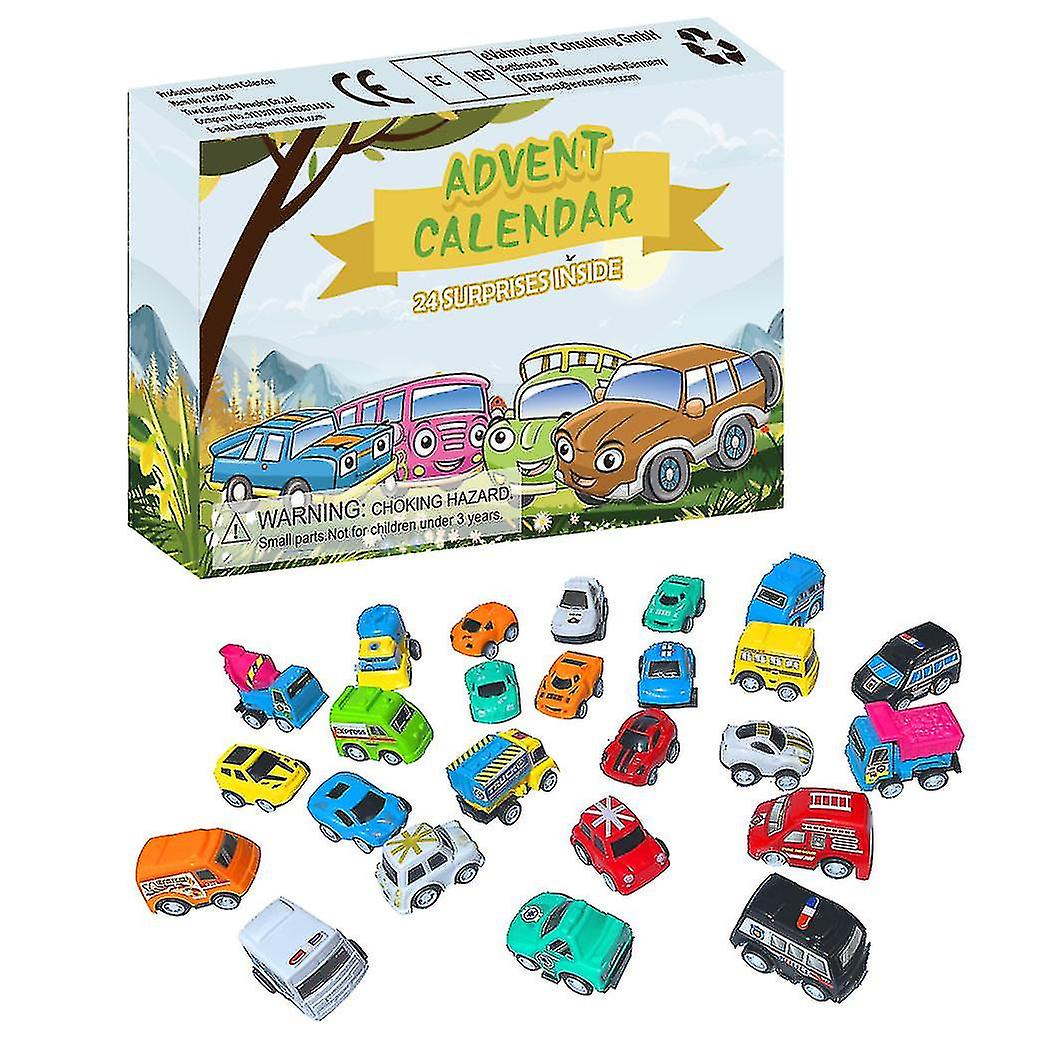 24-pack Christmas Advent Countdown Calendar Creative Kids Different Types Of Construction Vehicles Car Toys Set Advent Countdown Gifts
