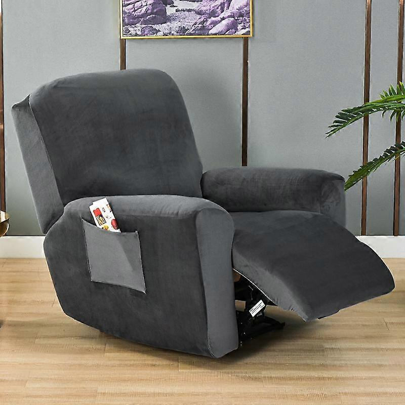 Velvet Plush Recliner Chair Covers 4 Piece/set for Reclining Chair, Recliner Cover Feature Thick Luxury and Soft Fabric with Elastic Bottom, Anti-Slip