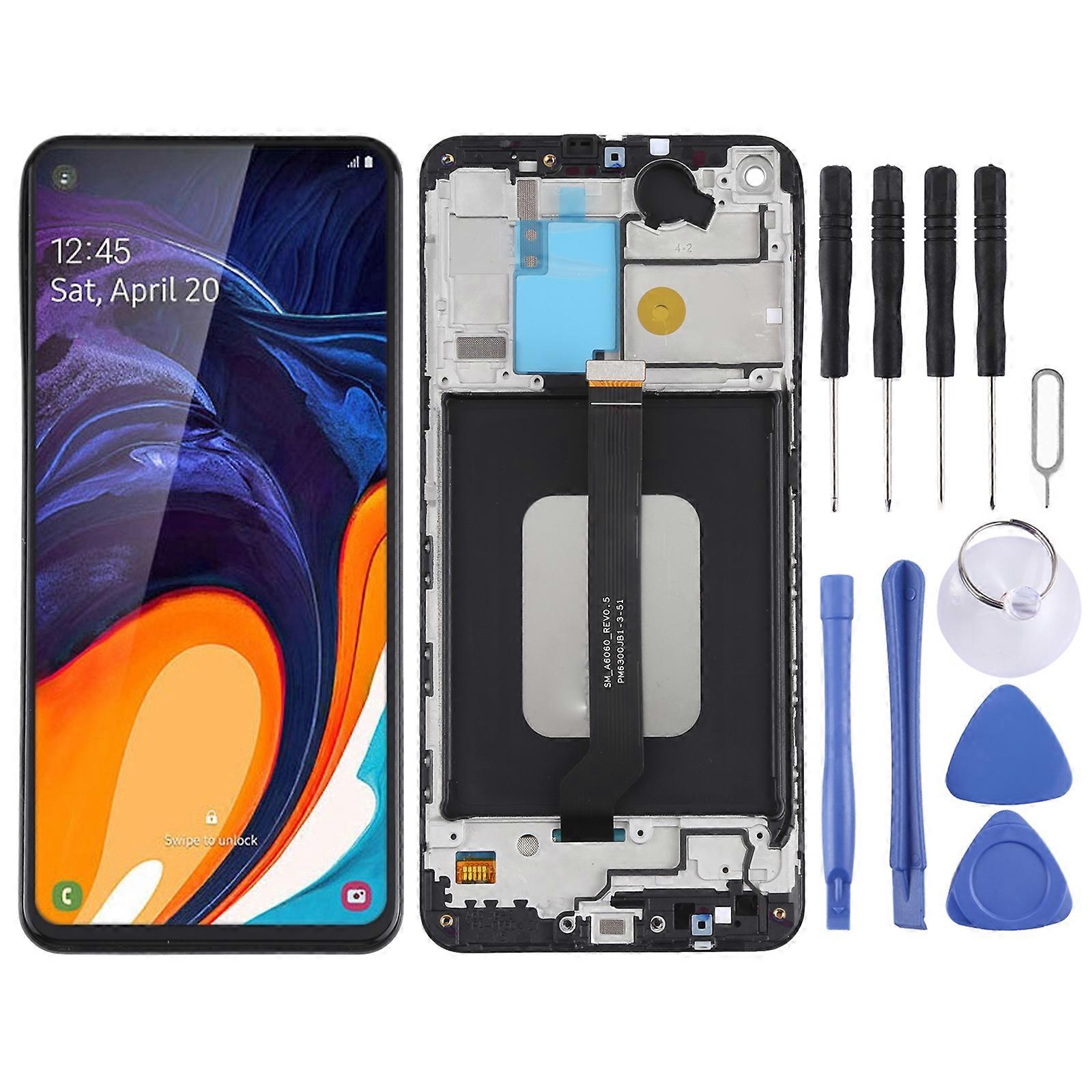 COMPATIBLE LCD Screen for Samsung Galaxy A60 SM-A606 Digitizer Full Assembly with Frame (Black)