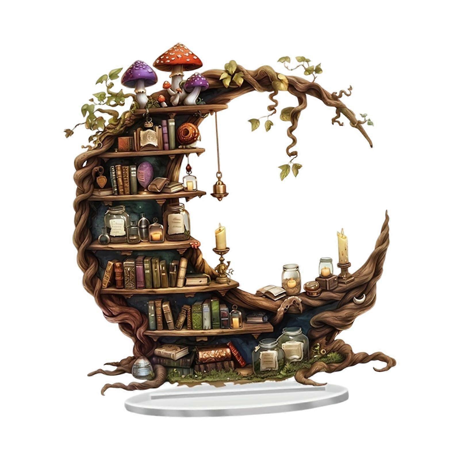 2D Bookshelf Statue Decoration Artwork Ornament for Office Bookshelf Cabinet