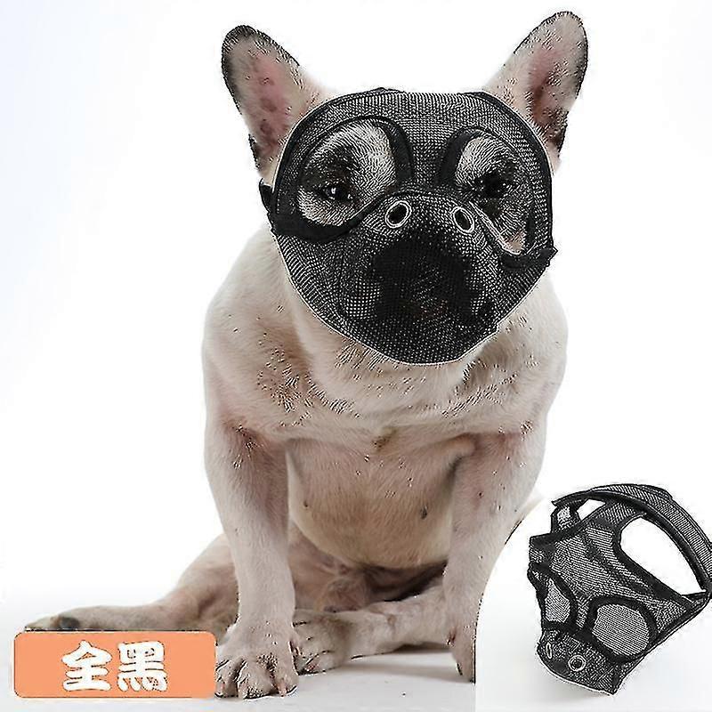 Short Snout Dog Muzzles,bulldog Muzzle Adjustable Breathable Mesh Dog Muzzle For Briting Chewing