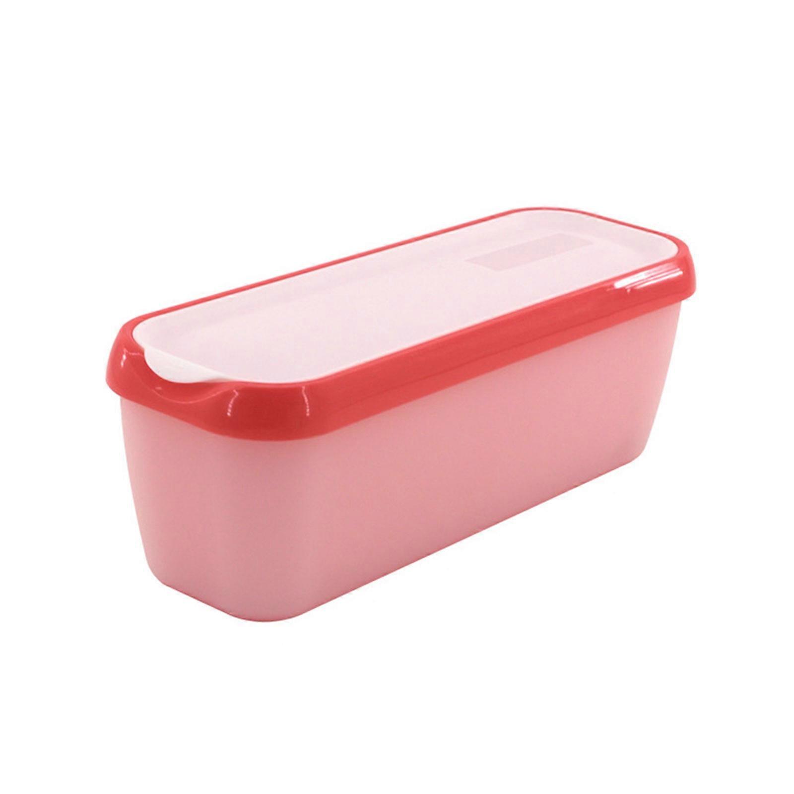 5-Color Large Rectangular Ice Cream Box Plastic Storage Box Refrigerator Storage Box Food Containers Kitchen Storage  Pink
