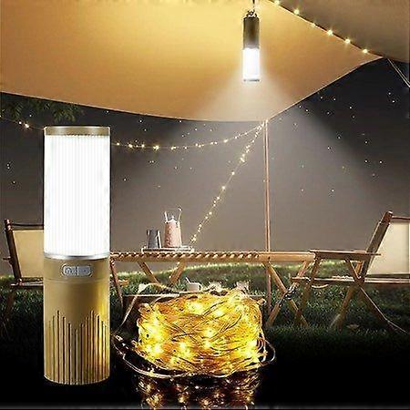 2-in-1 Camping Lantern & 15M String Lights, 4-5 Modes, Rechargeable, Warm White