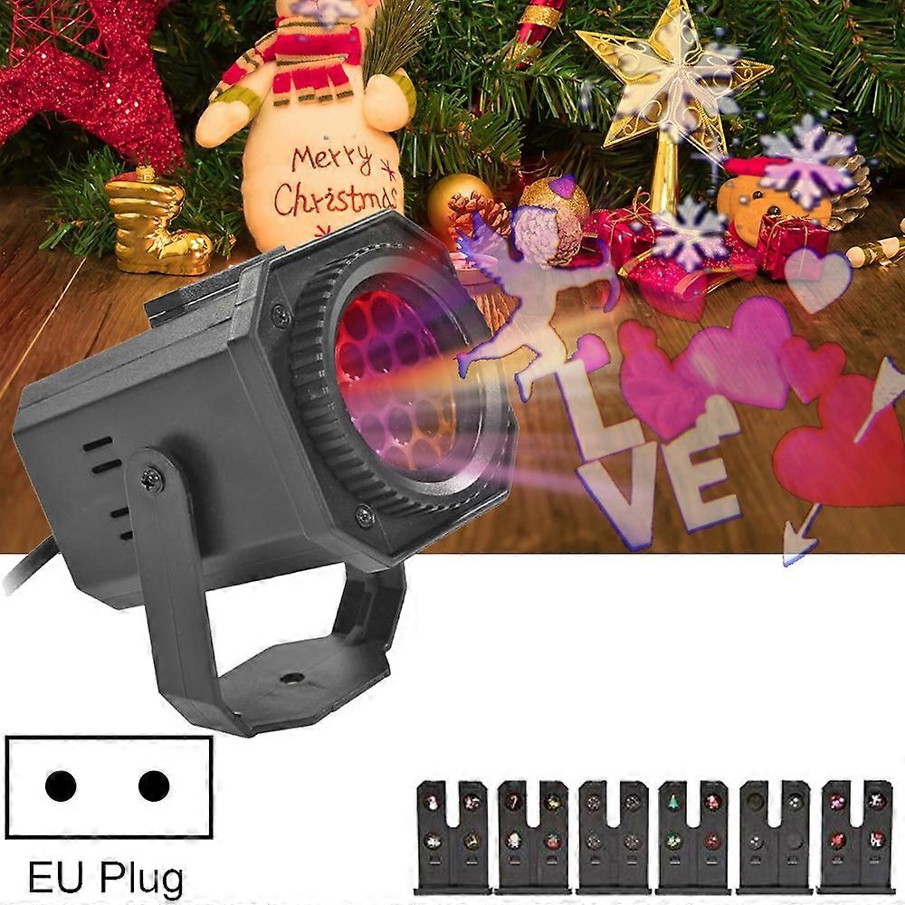 8W Kerstmis Kleurrijke Roterende Laser Atmosfeer Licht Willekeurig Patroon Levering EU Plug met 6 Kaarten