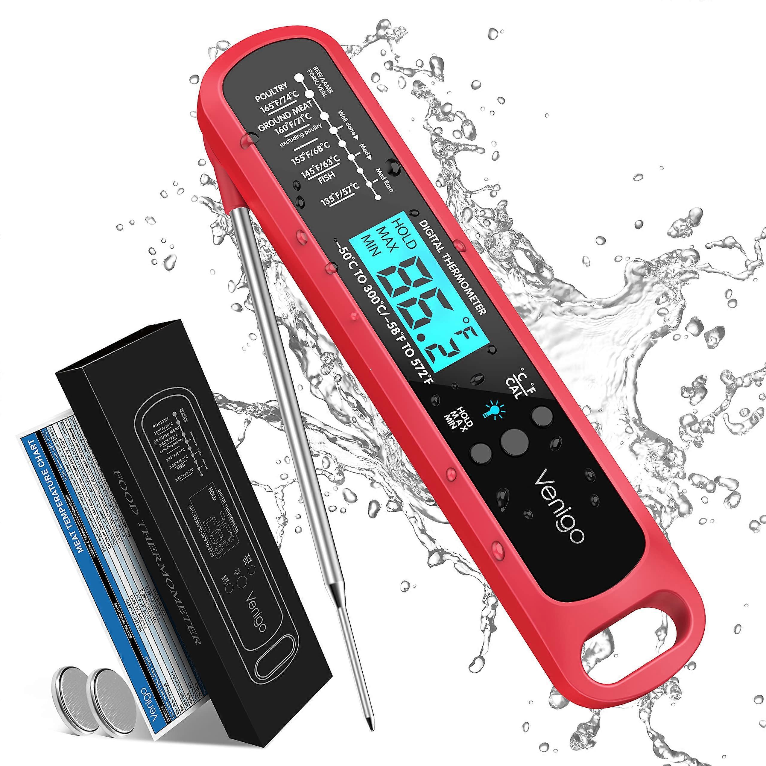 Digital food thermometer instant - read probe for cooking grilling baking roasting smoking deep frying