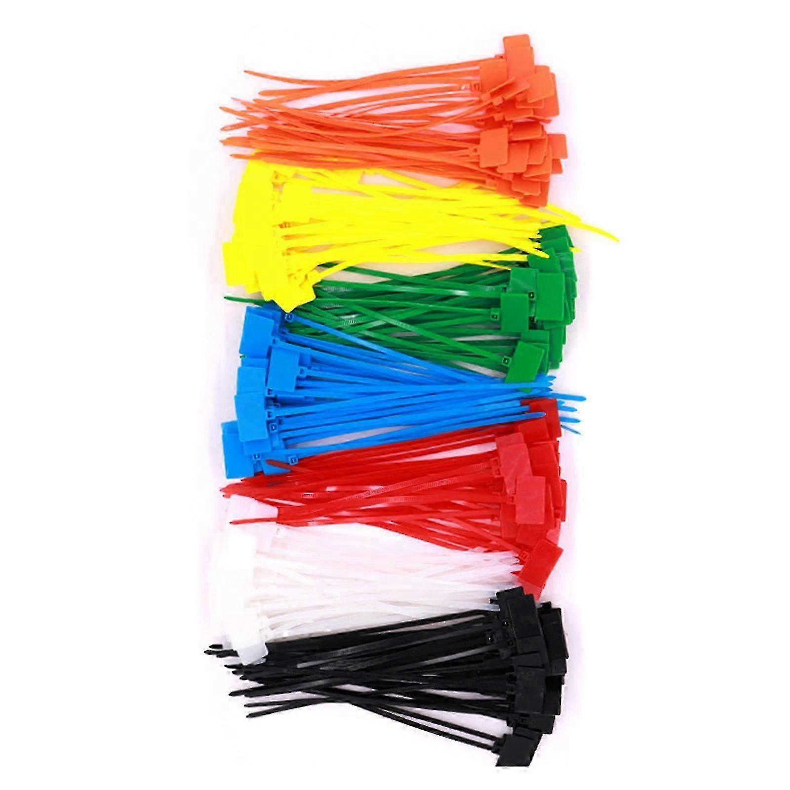 250kpl Nylon Nippusiteet itselukittuva Johto Tunnisteet Merkki tarrat Kirjoita Ethernet-johtoon