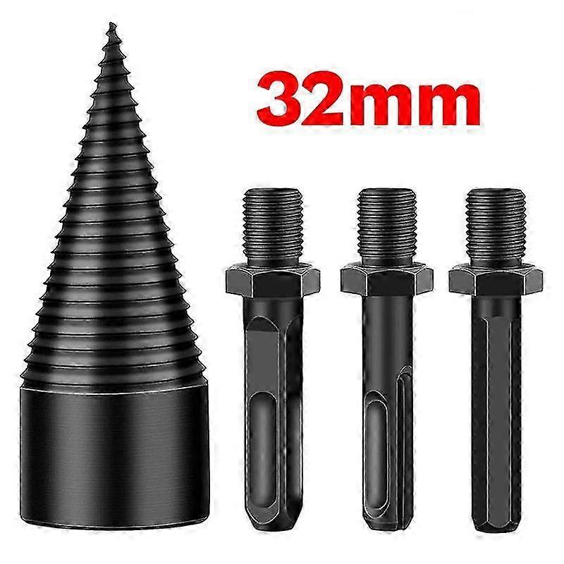 4Pcs 42mm Firewood Splitter Drill Bit Round/Hex/Triangle Shank Wood Cone Reamer Punch Driver Step Drill Bit Woodworking Tool
