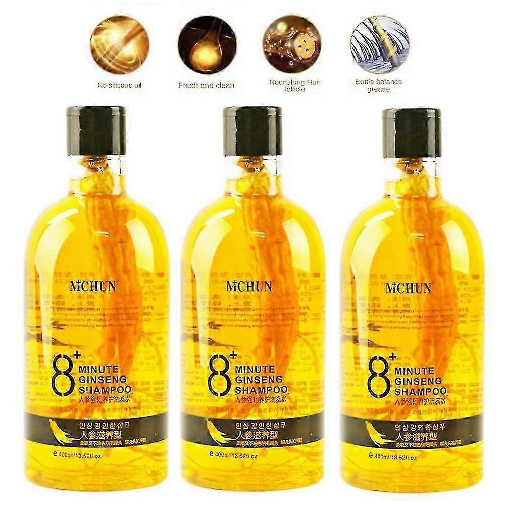 1 à 3 shampooings nourrissants à l'extrait de ginseng et aux racines. Shampooing au ginseng en 8 minutes.