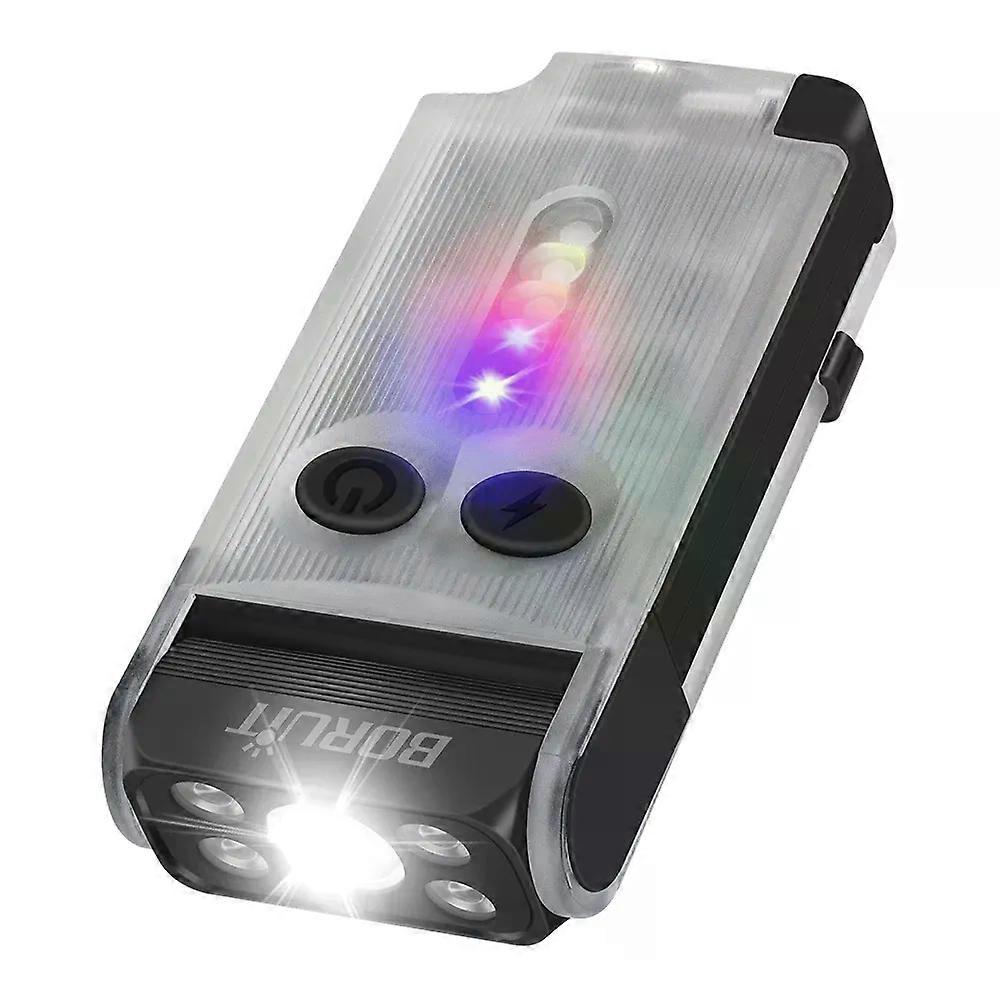 BORUiT V30 EDC LED UV Flashlight Type-C Rechargeable Power Bank Work Light Magnet Buzzer Torch Camping Pocket Lantern with Clip
