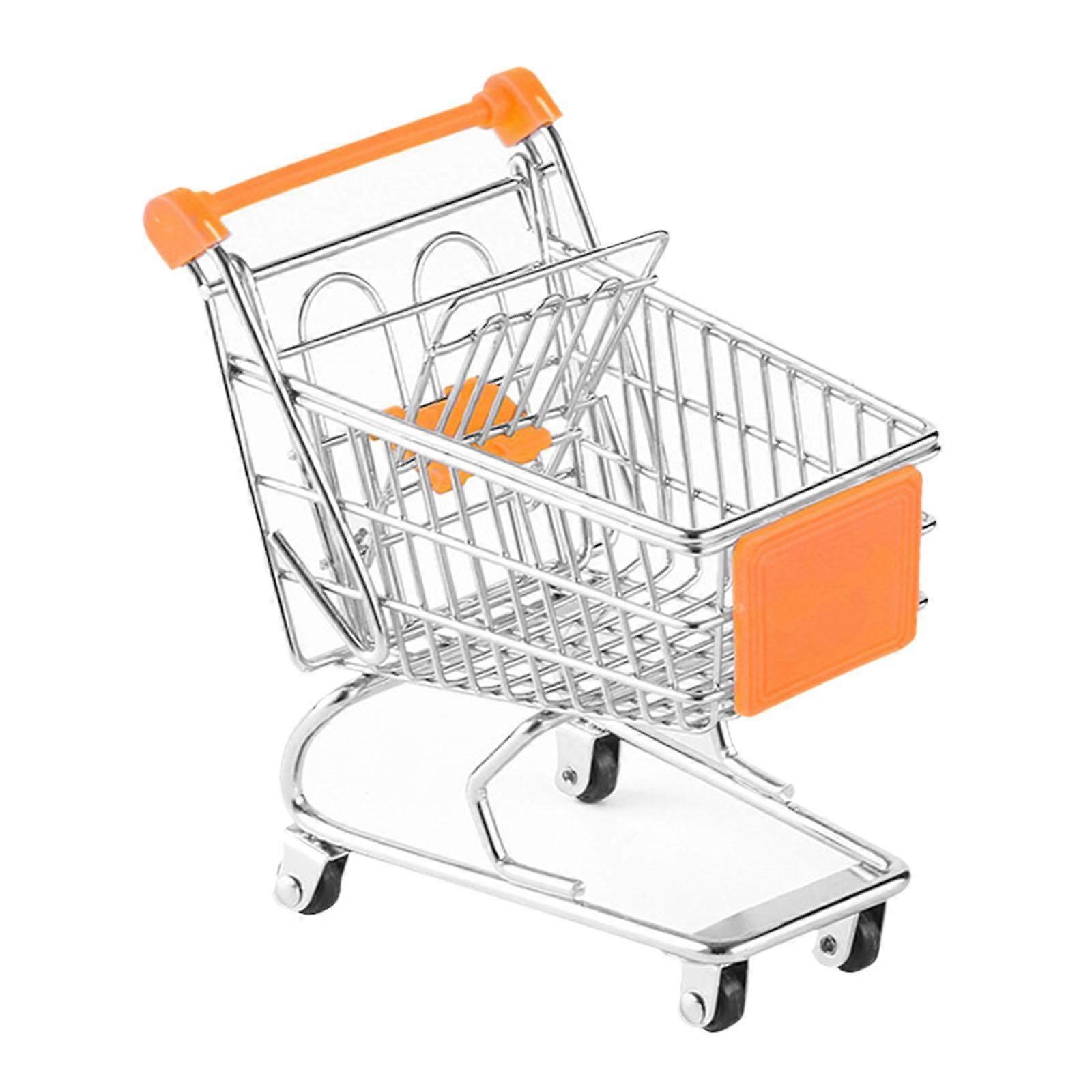Mini indkøbskurv, Børn Push Cart legetøj, Supermarked Metal Håndvogn Legetøj, Multi