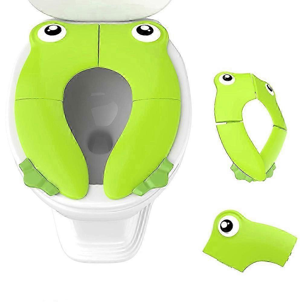 Folding portable potty training toilet lid liner, portable and reusable, with non-slip silicone pad and carrying bag.