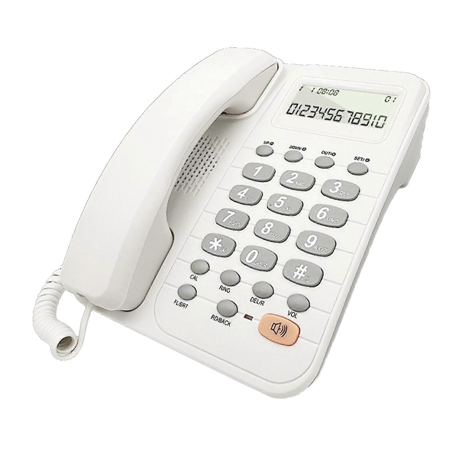 Telephone Professional Office Desk Phone Corded Landline With Incoming Call Display for Hotels and Businesses White