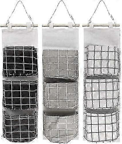 حقيبة تخزين معلقة على الحائط 3 قطع جيوب مقاومة للماء فوق باب خزانة منظم صندوق حقيبة تخزين الكتان 3 جيوب نصف دائرية حقيبة لغرفة نوم الحمام offi