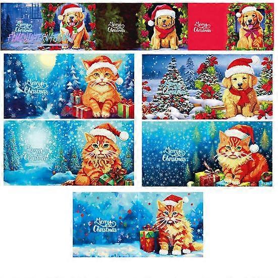 1 Set Diamond Painting Greeting Card DIY Rhinestone Christmas Card Craft Kit for Festival Decoration