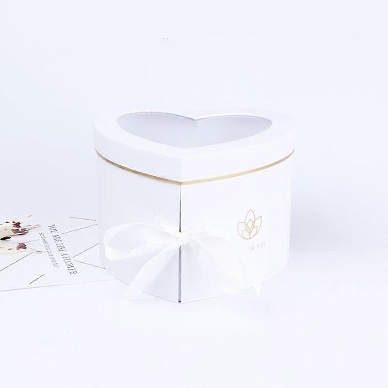 1PC Transparent Rotating Flower Packing Box With Clear Window Heart Shape Two Layer PVC Gift Box