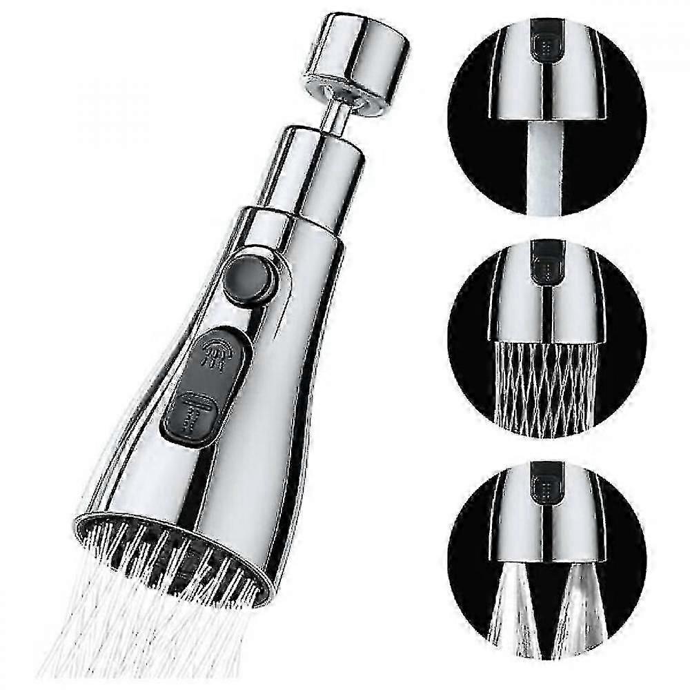 Keittiöhanan suihke 3 tilaa - 360 asteen keittiöhanan suutin, keittiöhanan jatke (hopea)