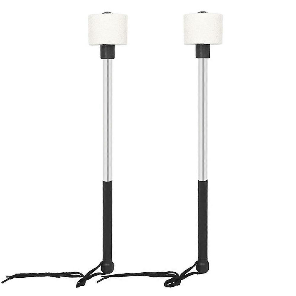 2Pcs Large Snare Drum Drumsticks Stainless Steel Non-Slip Felt Head Drum Hammers Band Playing Marching Drum Sticks