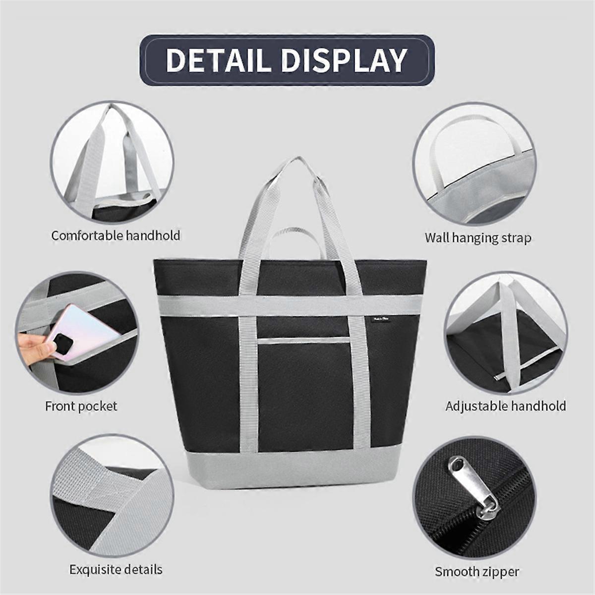 Insulated Cooler Bag, Reusable 40L Soft Cooler Bags Grey