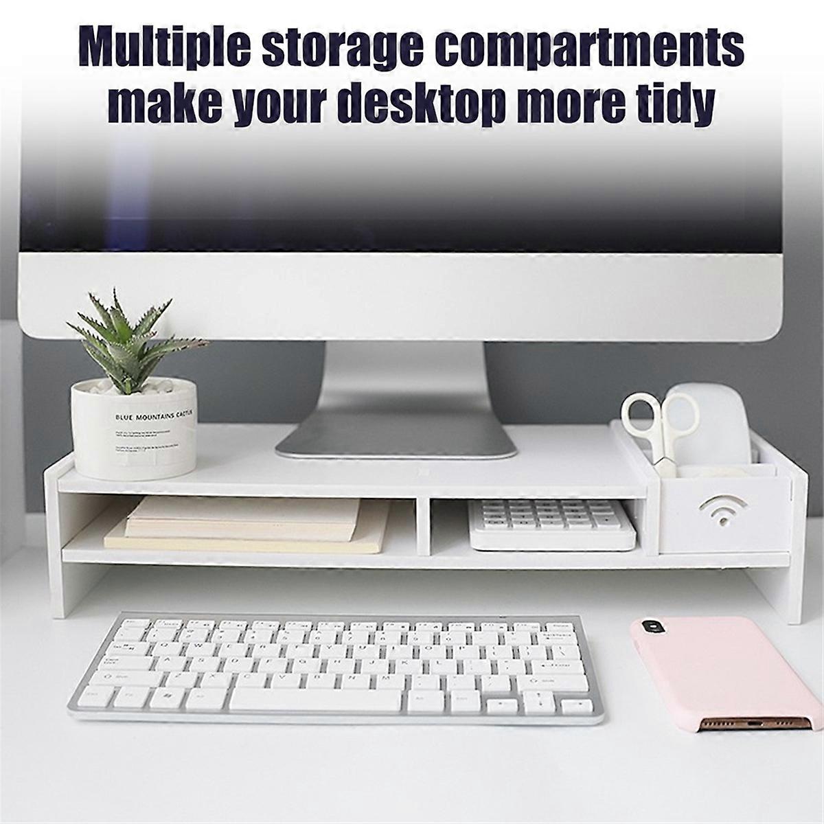 Computer Monitor Stand Riser Multi-Function PC Laptop Holder Desk Organizer Shelf Easy Assemble for