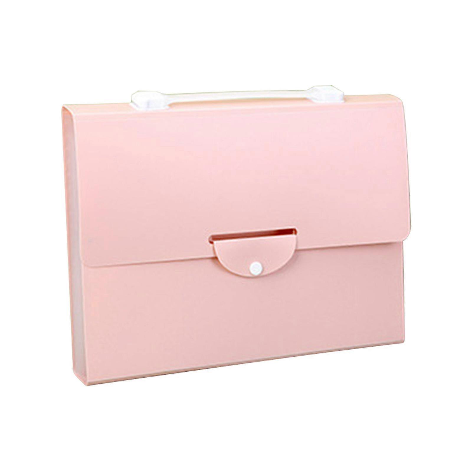 13 Pocket Expandable File Folder with Handle Large Capacity Document Folder File Organizers Bag for Document Paper  Pink