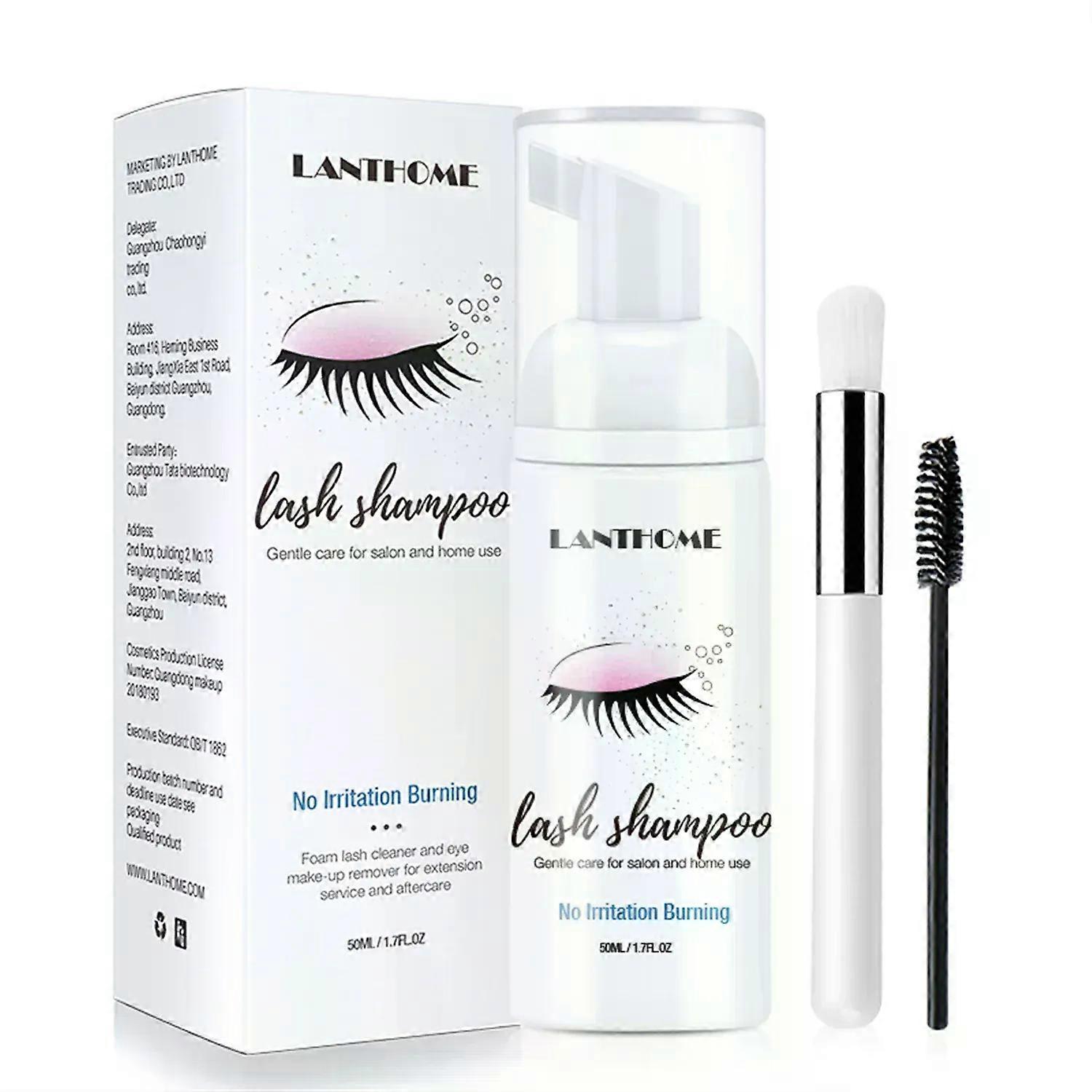 50ml Lanthome Eyelash Extension Shampoo Foam Eyelid Deep Clean Cleanser For Makeup Tools Mascara Remover Glue Salon Home Use