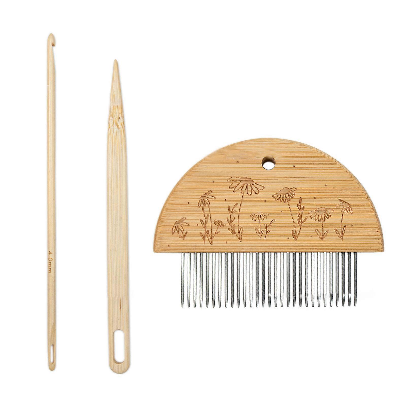 Tapestry Weaving DIY Tool Weaving Forks Tapestry Weaving Comb Beater Wood Tapestry Comb Fine Teeth Comb Hand Looms Stick