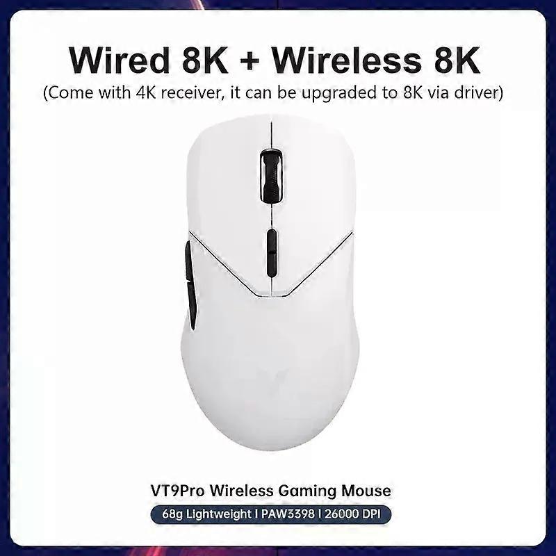 VT9PRO 68g Ultra-Light Dual Mode Wireless Gaming Mouse Esports Grade Performance PAW3398 Sensor 26000DPI 1ms Response Time