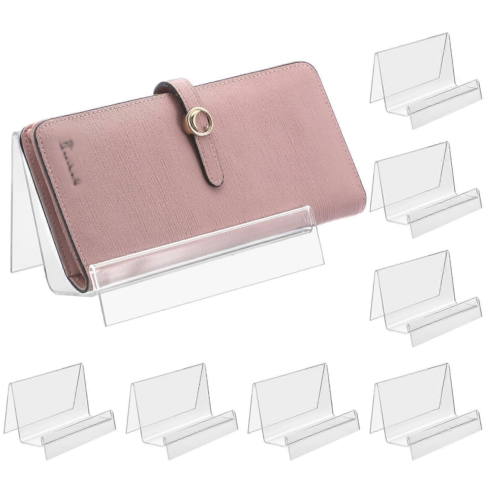 8 Pack Clear Acrylic Wallet Display Stand for Boutique Countertop