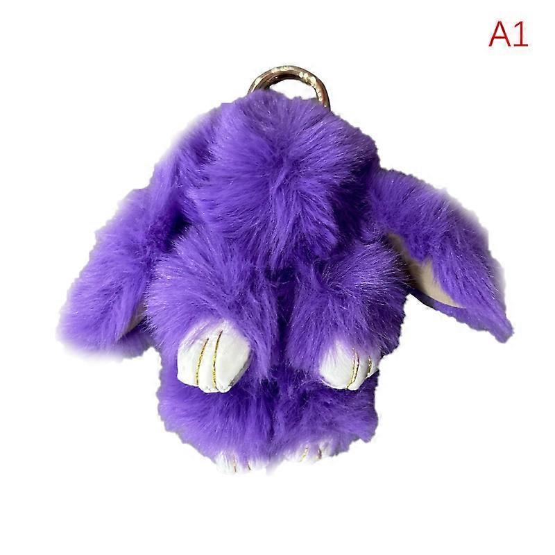 Rabbit Keychain Ring Fluffy Real Fur Pompon Bunny Trinket Key Chain Charm Cute Key Ring On Bag Car Key Pendant