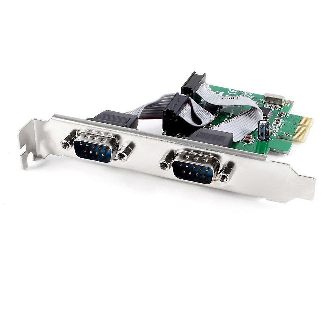 PCI-E PCI Express Dual Serial DB9 RS232 2-Port Controller Adapter Card Green Model BC7-FE3-A2C-63B-77A
