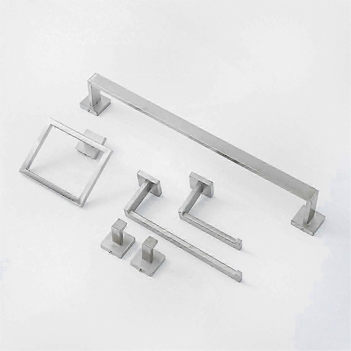 5-Piece Bathroom Hardware Set Stainless Steel Towel Holder Ring Robe Hook Toilet Paper Stand in Gold Finish