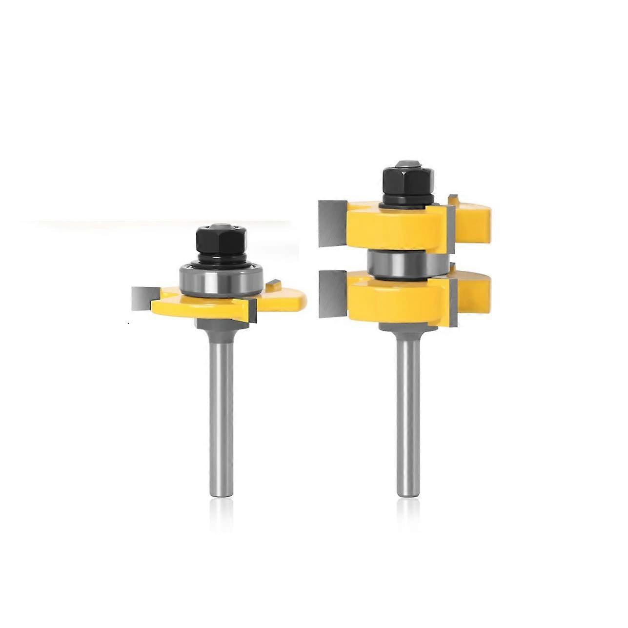 JINchao-router bits, 2pc 6mm 1/4 Shank Tongue Groove Router Bit, Woodworking Cutter For Tools