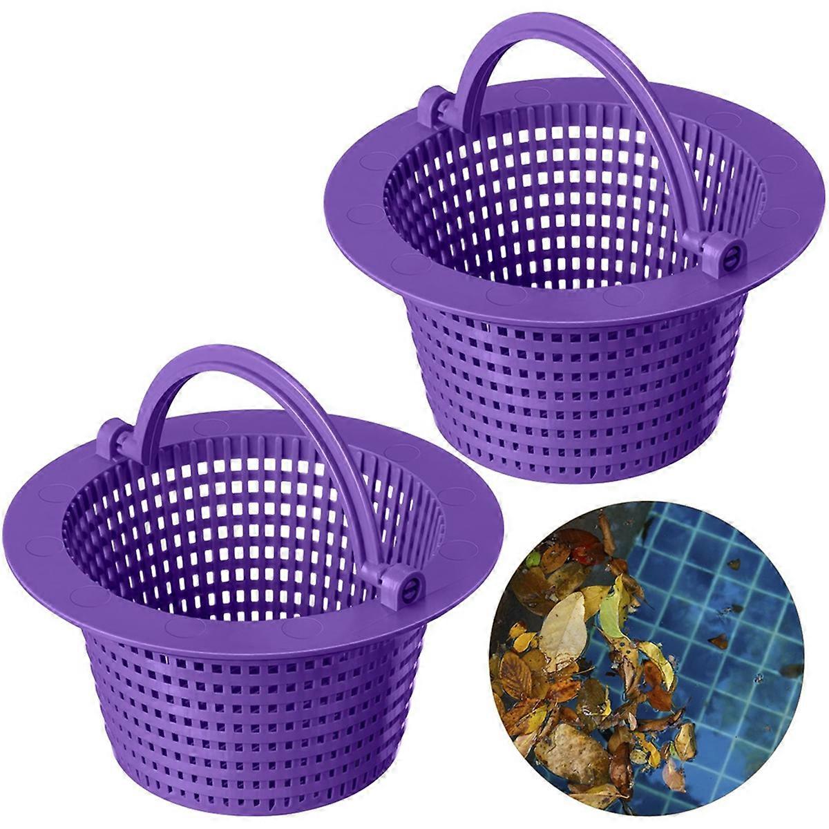 2Pcs Pool Skimmer Basket with Handle,Leaves Removal Swimming Pool Filter Replacement Basket for Swim