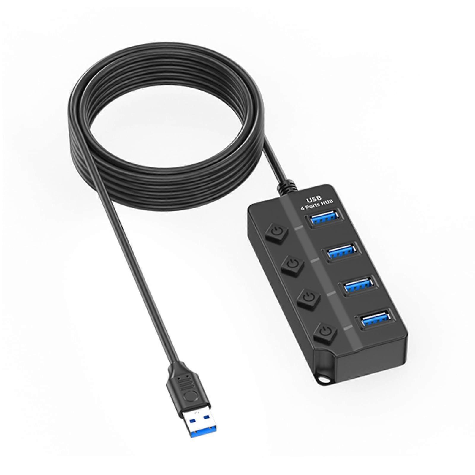 MultiDevice Connection USB Hub 7/4 Port Splitter with Individual Power Switches for Fast Data Transfer and Office Use