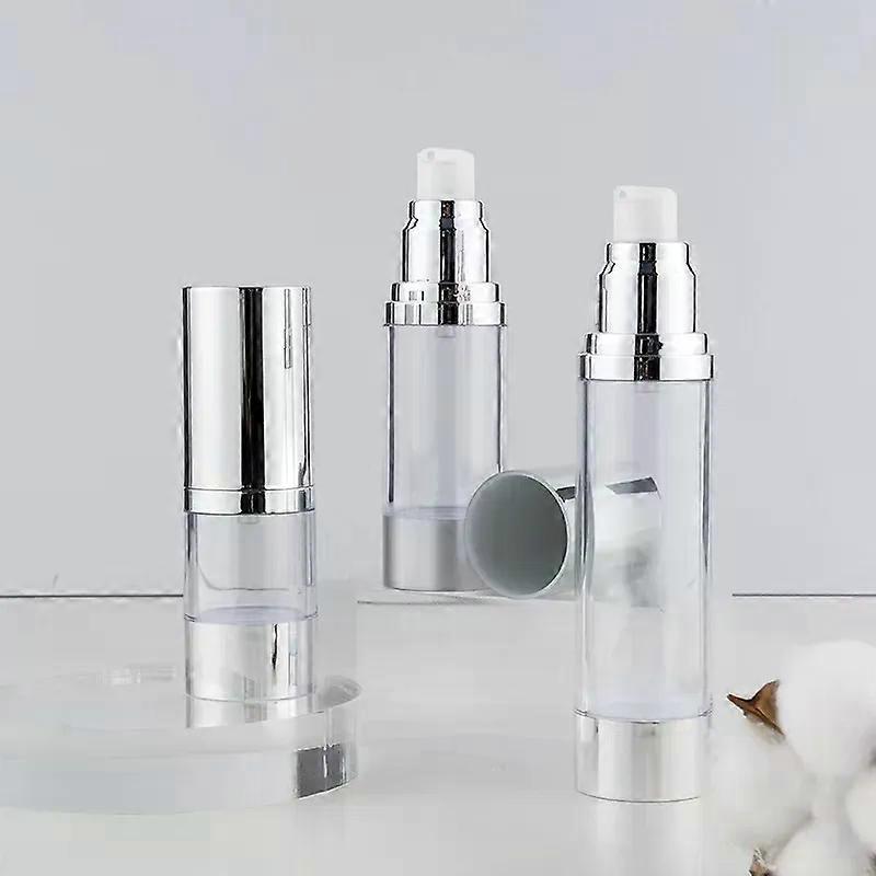 مشرق / ماتي فضة فراغ زجاجة مضخة الهواء الفاخرة المحمولة مستحضرات التجميل العلاج حاوية فارغة السفر